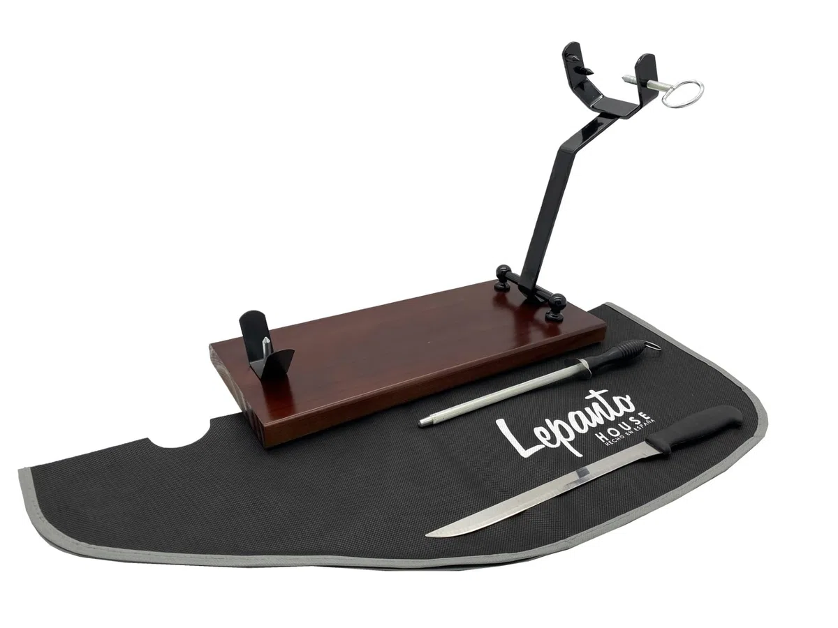 FERRETERIA LEPANTO Prosciutto pieghevole Eco, supporto prosciutto per prosciutto e palette, prosciutto per uso domestico e ristoranti (set nero)