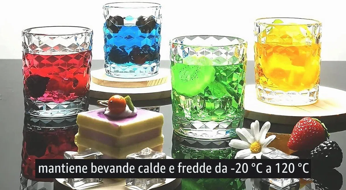 Bicchieri per acqua in plastica Tritan infrangibili che sembrano vetro Lavabili in lavastoviglie Bicchieri per bevande in plastica per bambini senza BPA 250 ml Confezione da 6