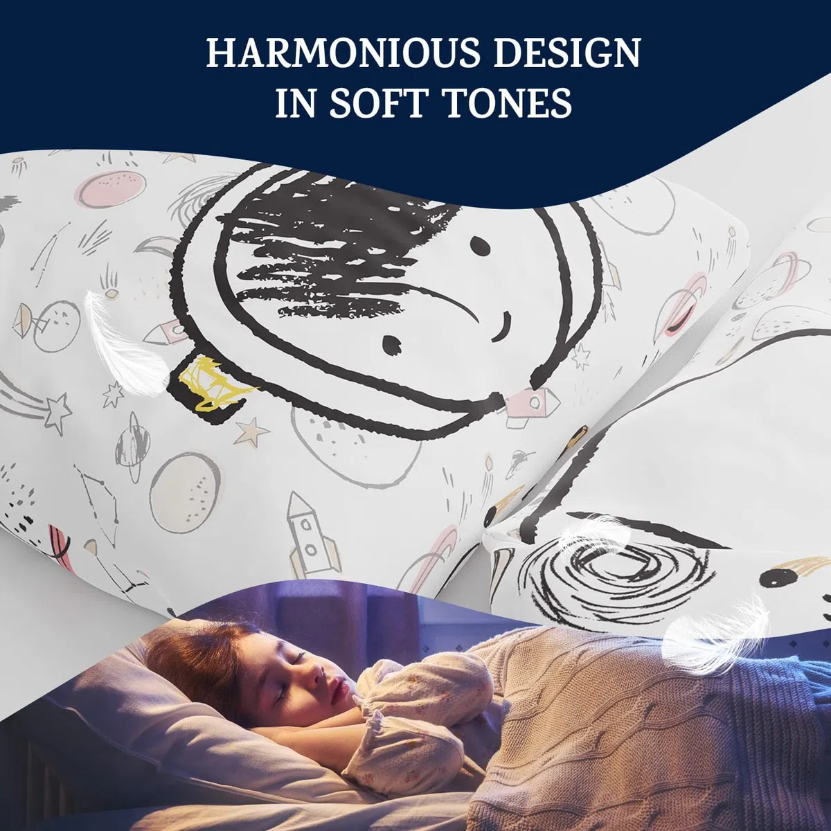 sleepwise Kids-Edition - Biancheria da letto, 2 pezzi, Öko-Tex, morbida, traspirante, non necessita di stiratura e senza pieghe, set copripiumino in microfibra spazzolata, 135x200 cm, 80x80 cm