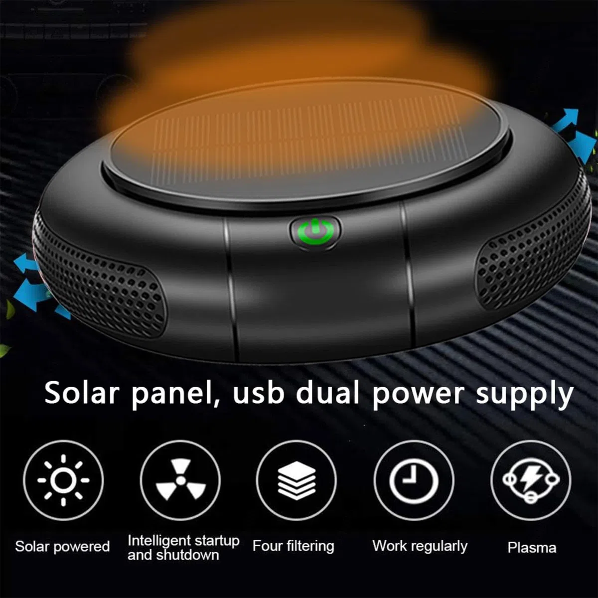 Aspiratore Fumo Sigaretta Diffusore Profumo 2 in 1, con Sistema di Filtraggio HEPA E Ricarica Solare, Elimina Il 99,97% di Polvere, Fumo, Odori E Allergeni