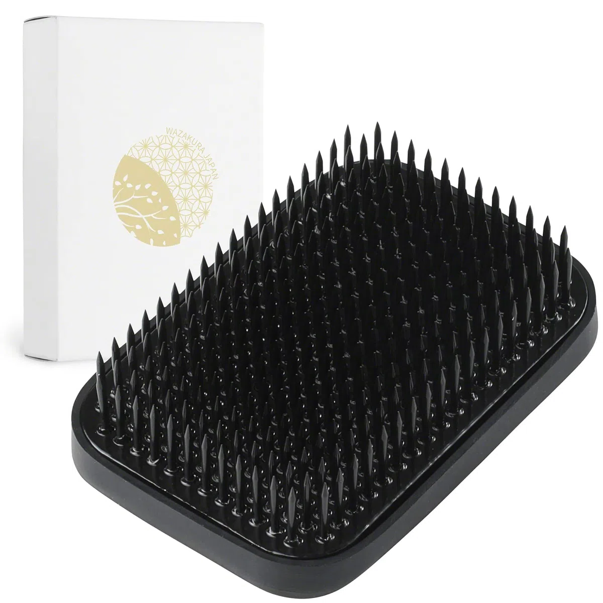 Wazakura Kenzan Ikebana Nero Porta Fiori (83mm) Rettangolare, Strumento Giapponese per l'Arrangiamento Floreale, Accessori Pin Frog - Kenzan Rettangolare Nero 83mm