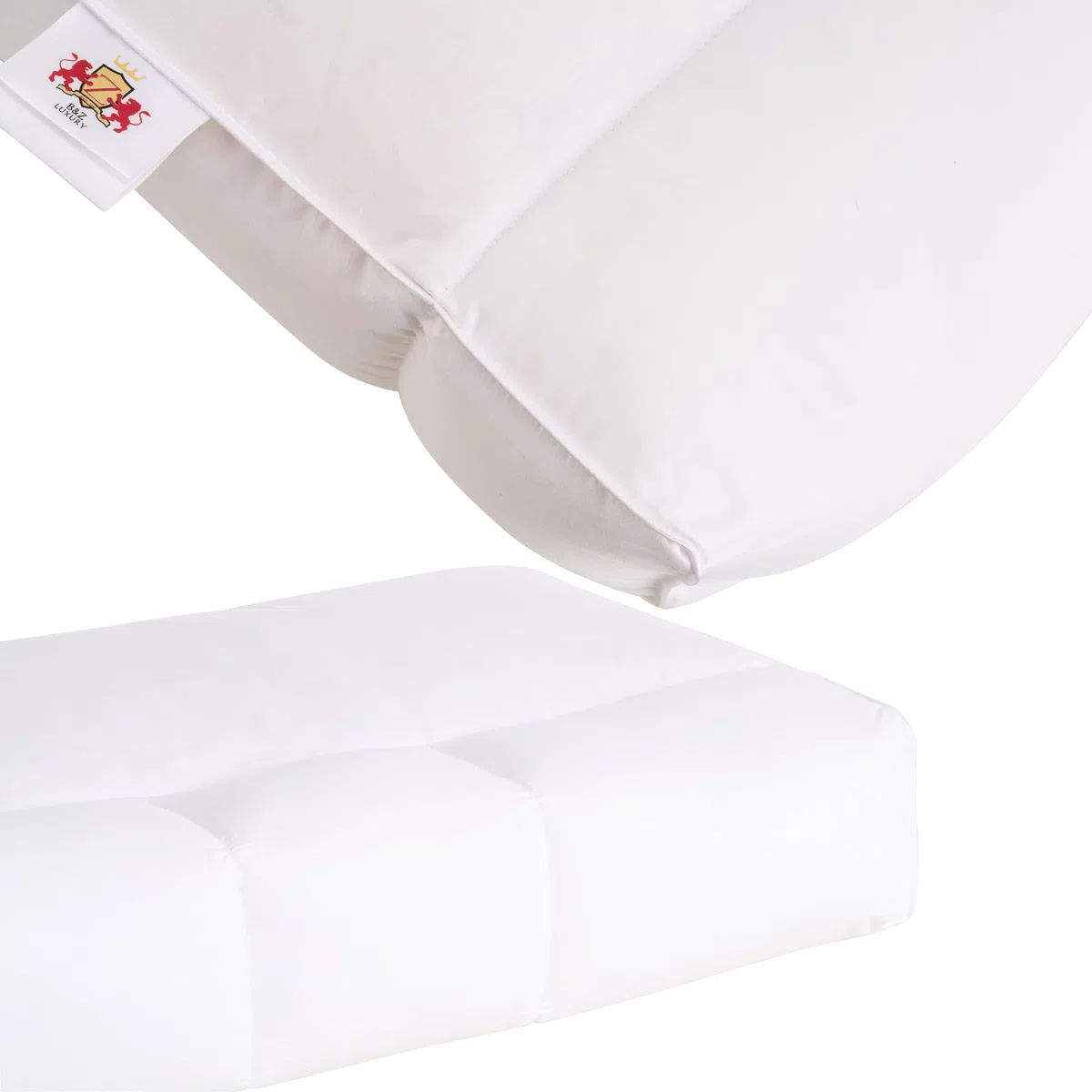 B&Z Luxury Cuscino per Cervicale 60x40x12 cm 30% Piumino d’Oca + 70% Fibra HCS, Guanciale con Doppio Lato Morbido e Rigido, Supporto Ergonomico per Fianco e Schiena, Traspirante | Dispositivo Medico