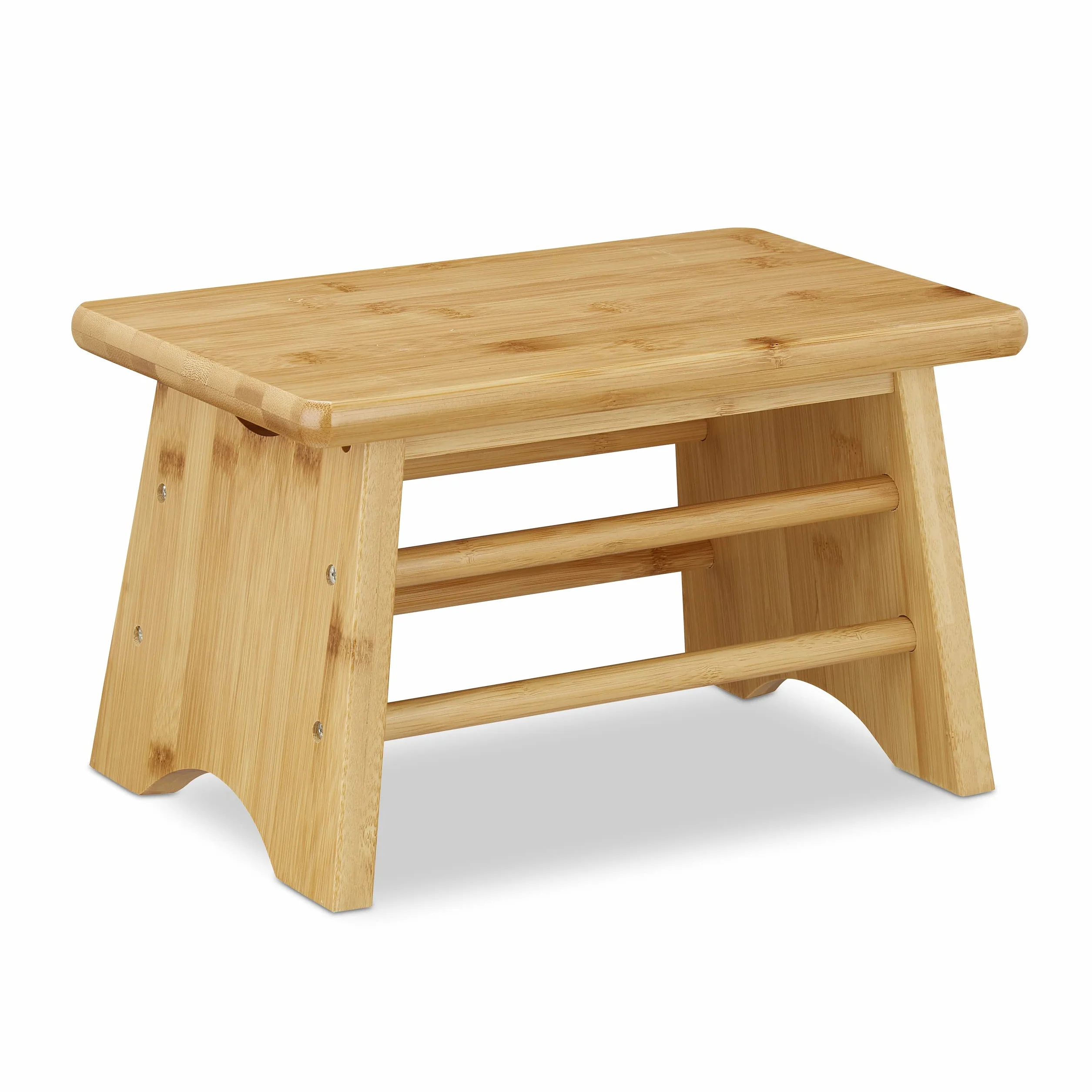 Relaxdays Sgabello Poggiapiedi in Bambù, fino a 100 kg, Appoggia Piedi Resistente Sgabellino 20 x 33 x 21,5 cm, Naturale