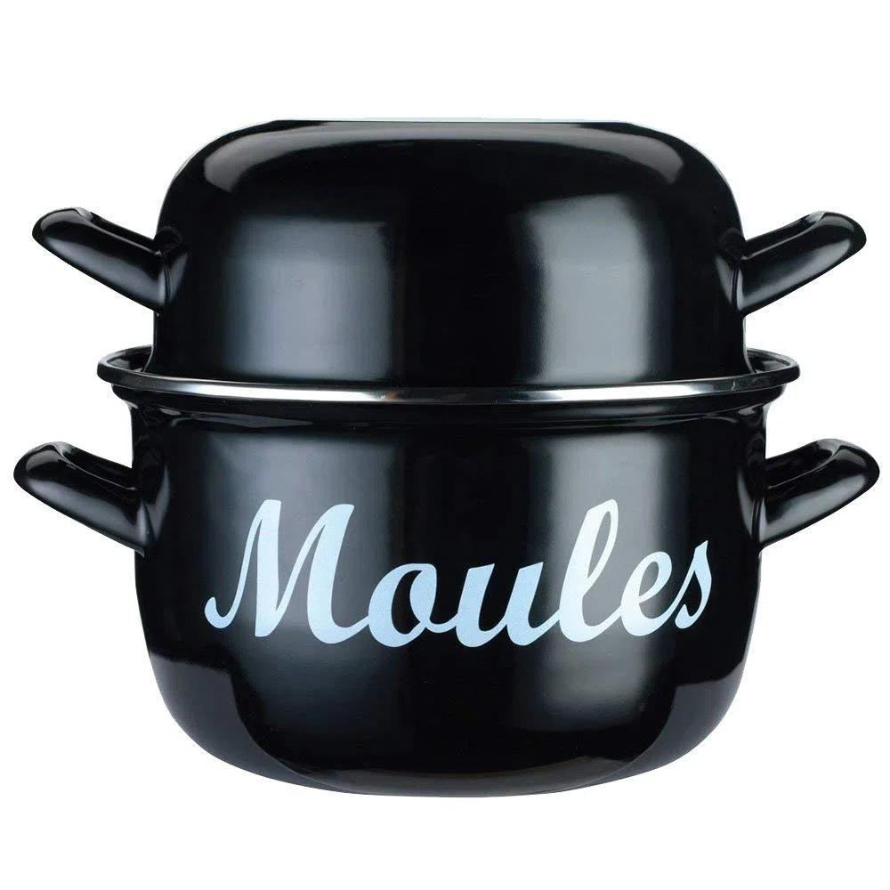 KitchenCraft World of Flavours Pentola Smaltata per Cozze, Formato Grande, 25 cm