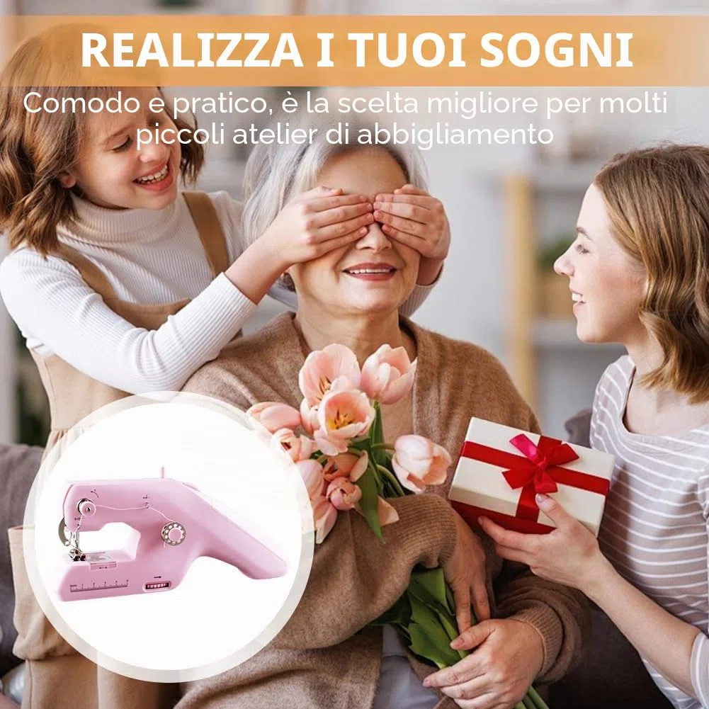 Mini macchina da cucire a mano, macchina elettrica portatile a doppio filo, macchina da cucire a mano con accessori per cucire, strumenti di cucito elettrici per principianti fai da te tende