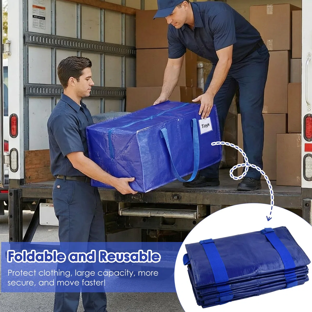 Set da 6 Borse da trasloco extra large,Scatole trasloco con cinghie per zaino, zip e manici resistenti, Borsa Portaoggetti Grande in Poliestere, impermeabili Borsa di stoccaggi per piumoni, vestiti