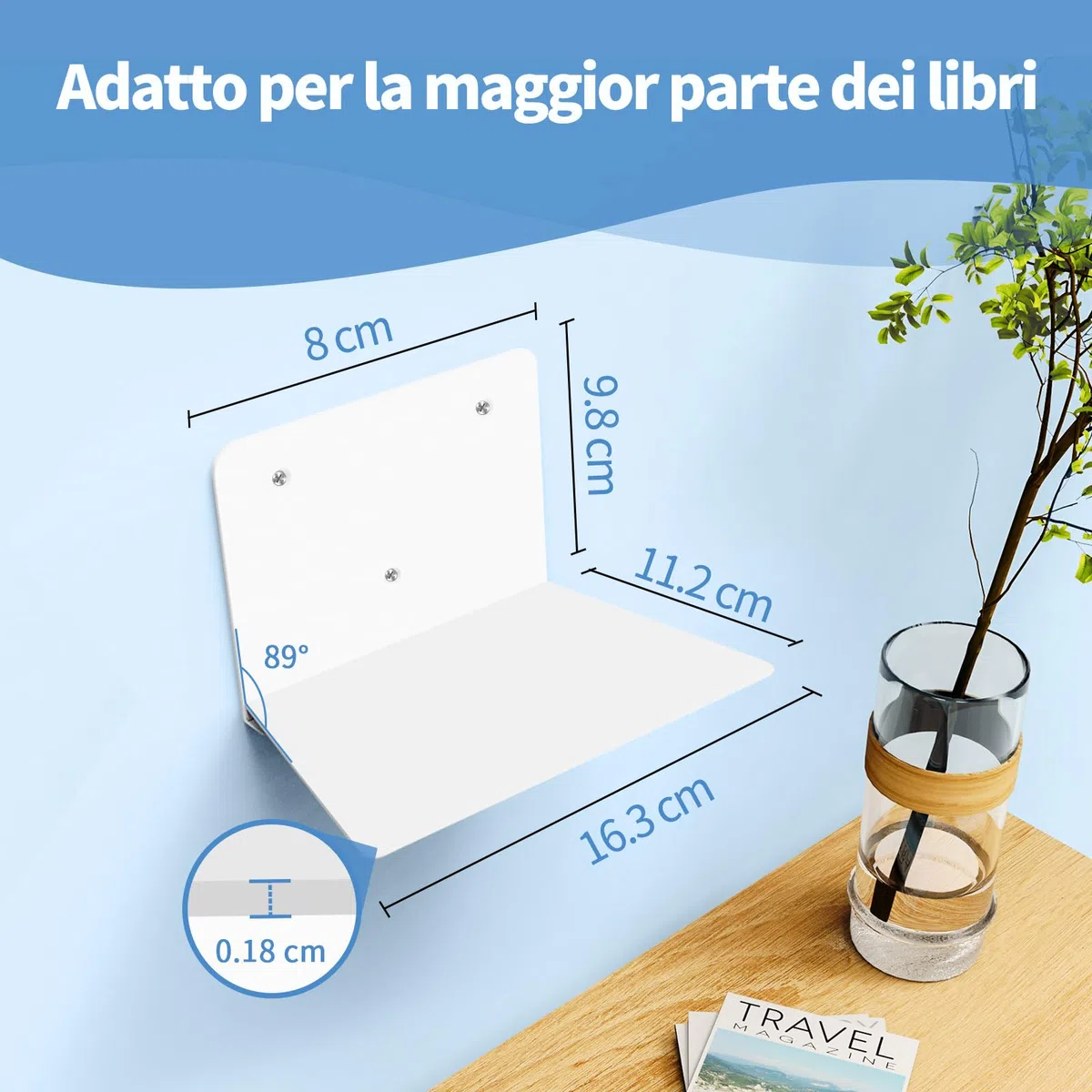 FENTEC Mensole da Muro per Libri, Libreria a Muro Sospesa, Libreria Invisibile a Parete, Libreria in Metallo Nascosta per la decorazione della camera da letto e dell'ufficio, 4 Pezzi(Bianco)