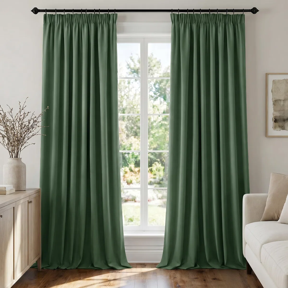 Deconovo Tende Oscuranti per Interni con Fettuccia – 3 Modi di Montaggio, Tessuto Termico Morbido per Camera da Letto e Soggiorno, Certificato OEKO-TEX, 2 Pannelli 140x300 cm, Verde Bosco