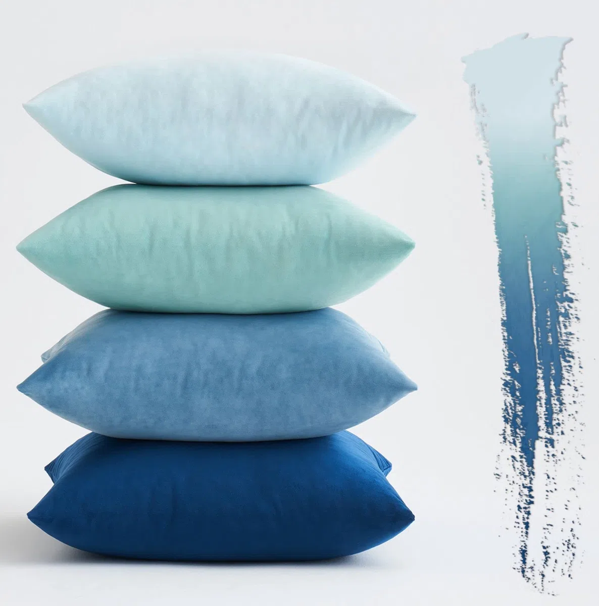 MIULEE Federe Cuscini Set di 4 in Velluto Copricuscini per Divano Camera da Letto Federa Quadrata e Decorativa in Tinta Unita Foedere Eleganti per Letto Matrimoniale Arredo 50X50 CM Serie Blu