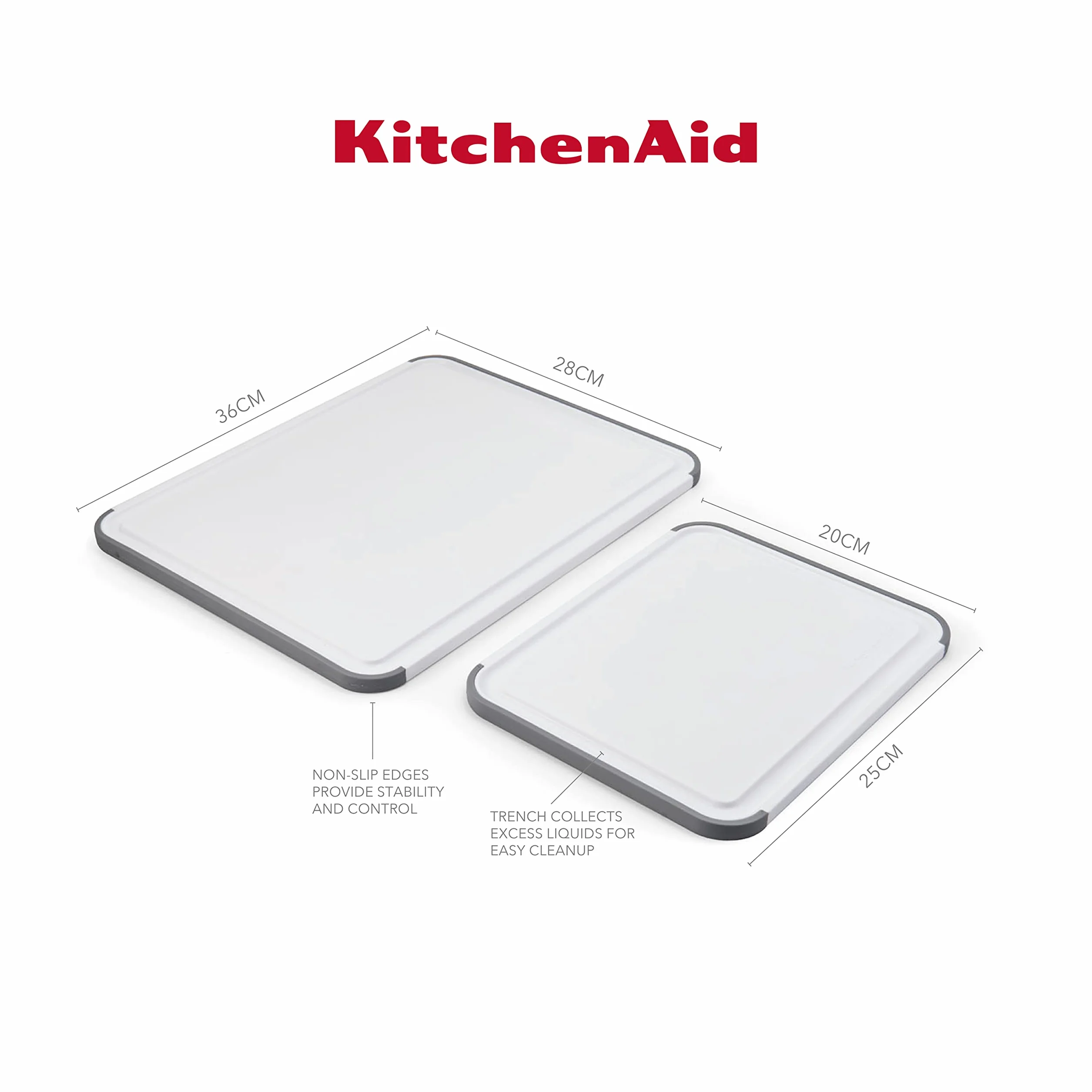 Kitchen Craft Classic - Set di 2 taglieri in polipropilene, antiscivolo, 20 x 25 cm e 35 x 28 cm
