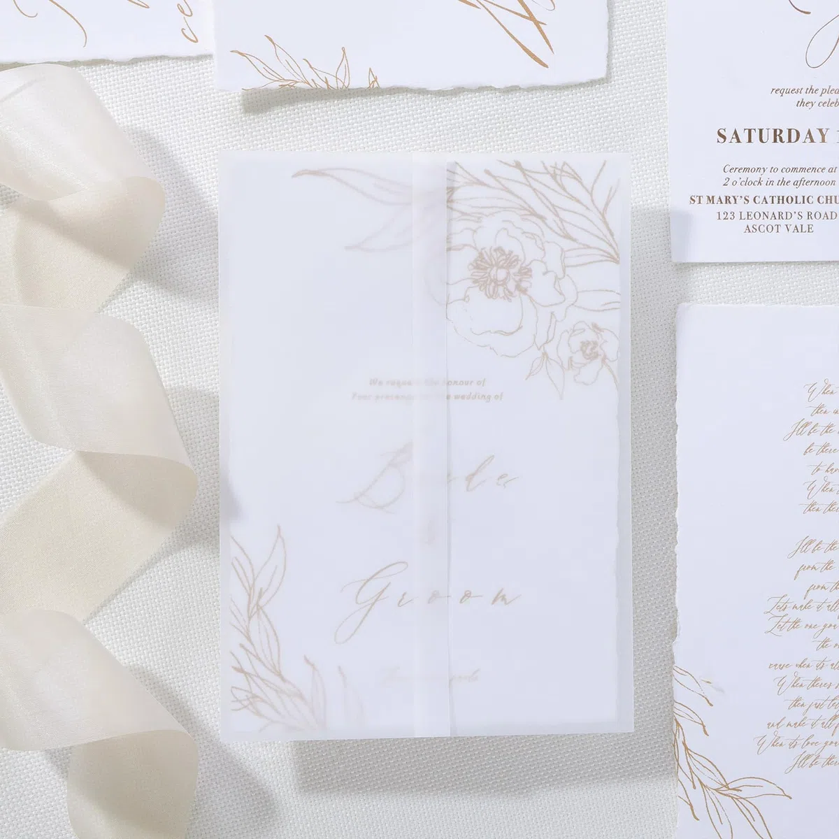 UNIQOOO Confezione da 120 giacche in pergamena prepiegate per inviti da 12,7 x 17,8 cm, elegante carta velina semitrasparente, 115 g/m², accessori per inviti di nozze, per buste da 12 x 17 cm