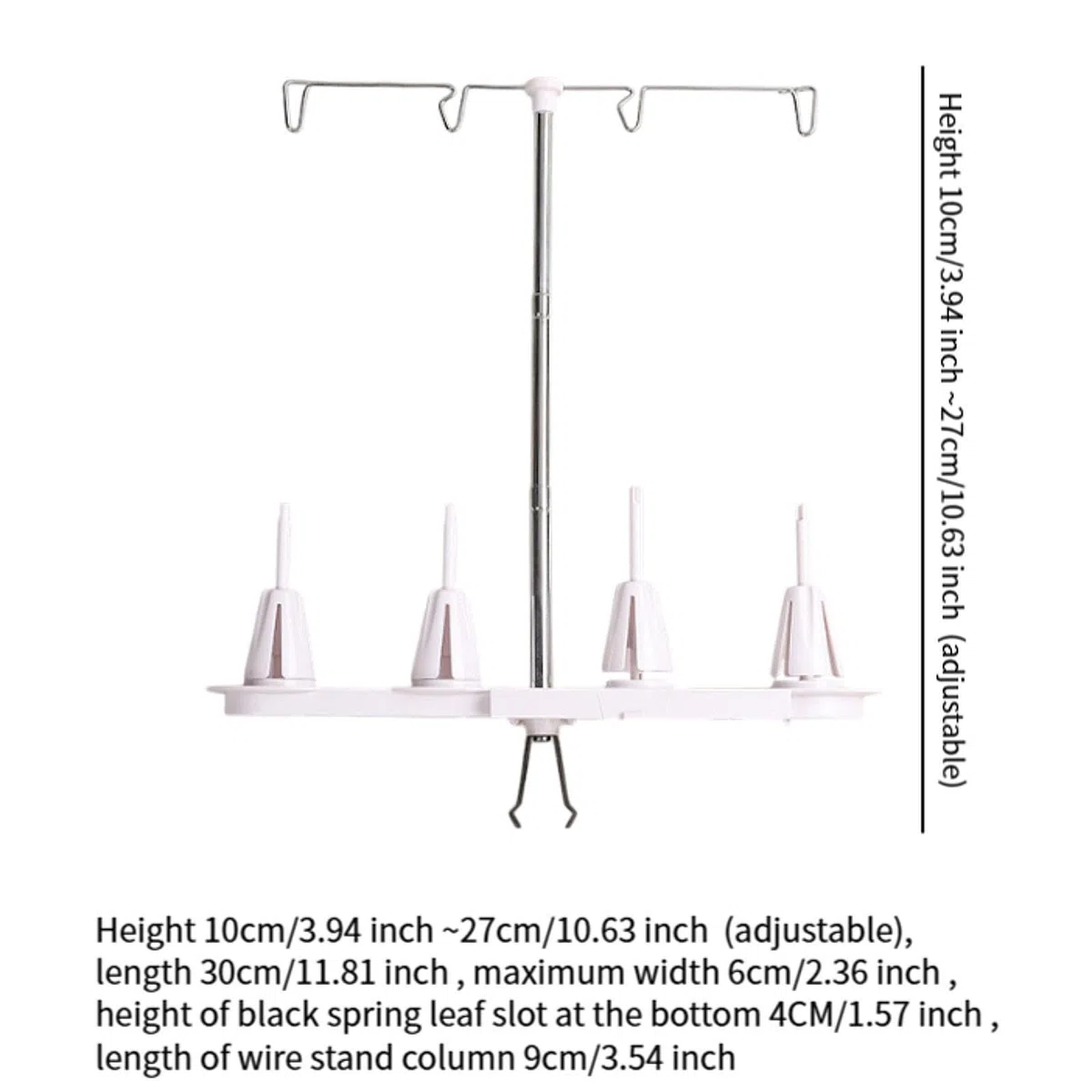 Porta Filo Cucitura Supporto per 4 Spolette Supporto Filo Ricamo Universale Altezza Regolabile Struttura in Metallo Adatto per Macchine