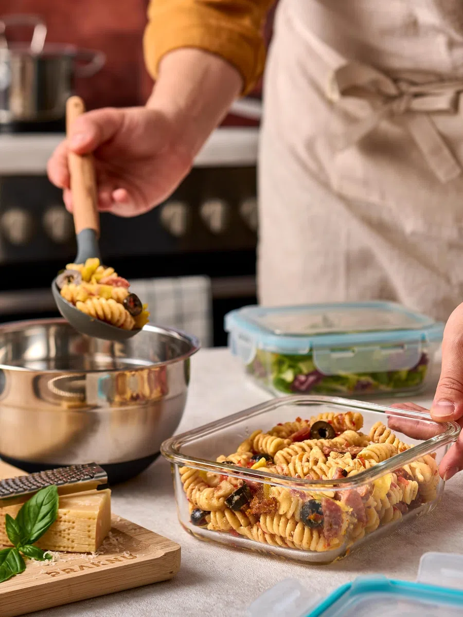 Praknu Contenitori Ermetici Per Alimenti in Vetro - Set da 4 - Con Coperchio - Capacità 1l - Senza BPA - Adatti al Congelatore e al Microonde - Lavabili in Lavastoviglie