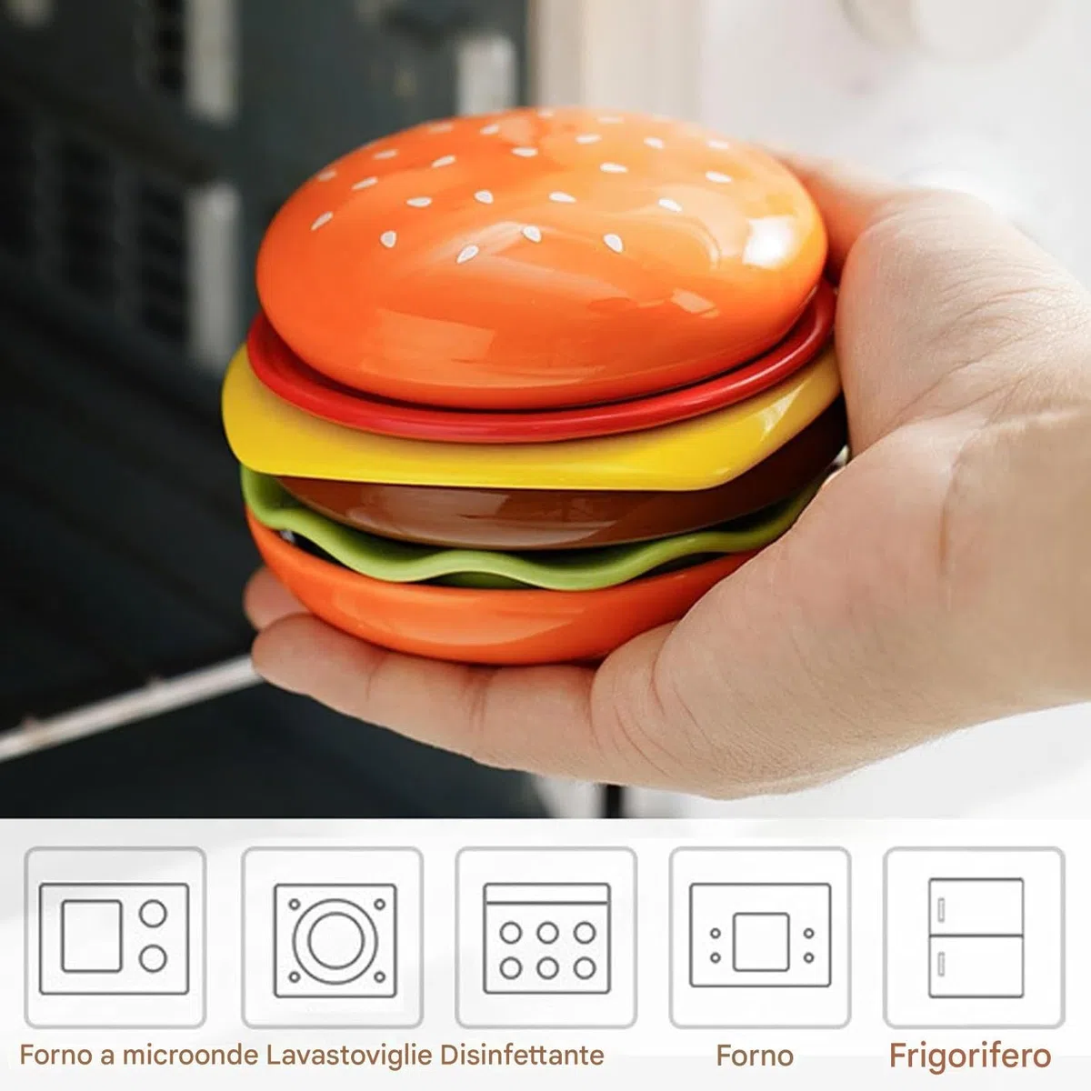 Generico Set Piatti Di Hamburger, 6 Pezzi Servizio Piatti Moderni In Ceramica, 9cm Piattini Dessert Sushi Salsa Cute Decorazioni Cucina, Regali Inaugurazione Per Uomo E Donna