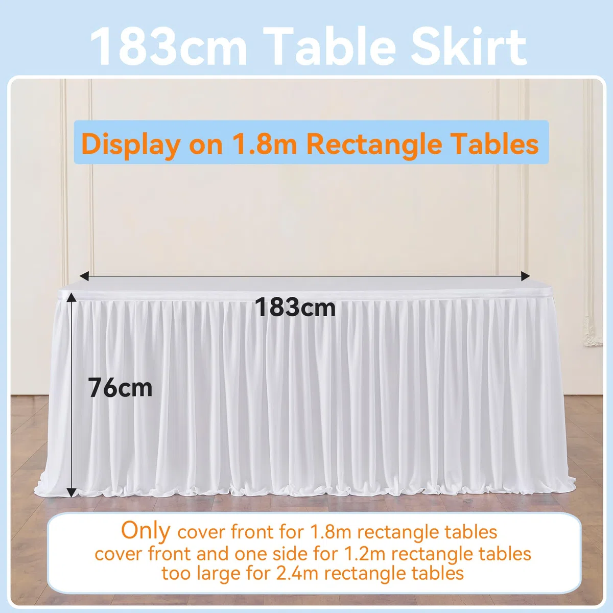 NSSONBEN Bianco Tutu Gonna da Tavolo Bianco Tulle Gonne da Tavolo per Feste Matrimoni Festa di Compleanno Bambino Doccia Decorazione 2Yard/6ft/L183cm*H77cm