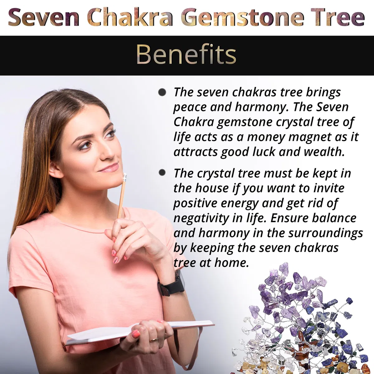 ANAYA AGATE Albero di cristallo dei 7 chakra, regalo di compleanno per donne, albero della vita, sorella, regalo di compleanno, decorazione per la camera e la casa, regalo per mamma, sua energia