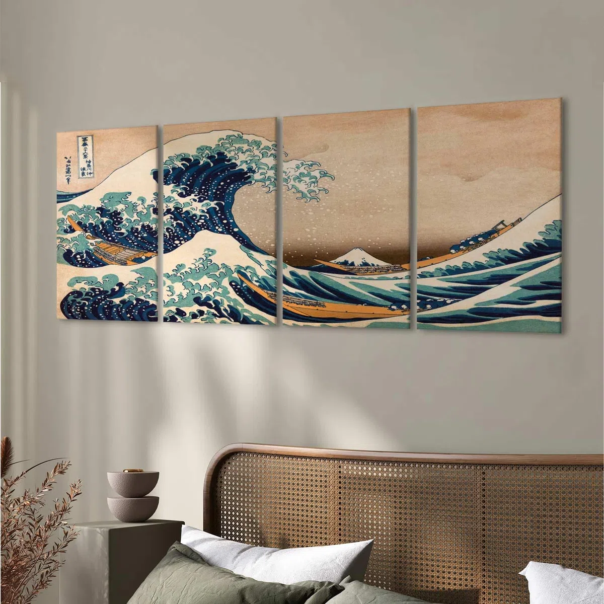 murando - Quadro La grande onda di Kanagawa 160x60 cm 4 Pezzi Stampa su tela XXL - Quadri Famosi Moderni Camera Da Letto Decorazione da Parete Componibili - Katsushika Hokusai p-B-0009-b-i