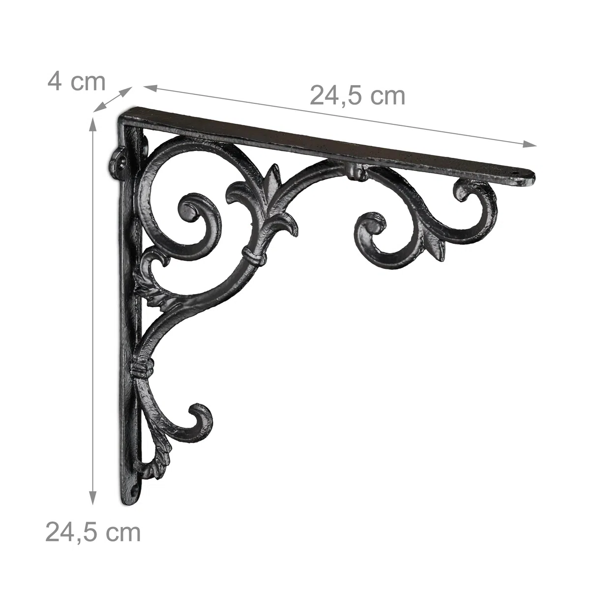 Relaxdays Set 4 Reggimensola da Muro, Staffe per Mensole, HLP: 24,5x4x24,5 cm, Supporti Angolari Ripiani Vintage, Nero