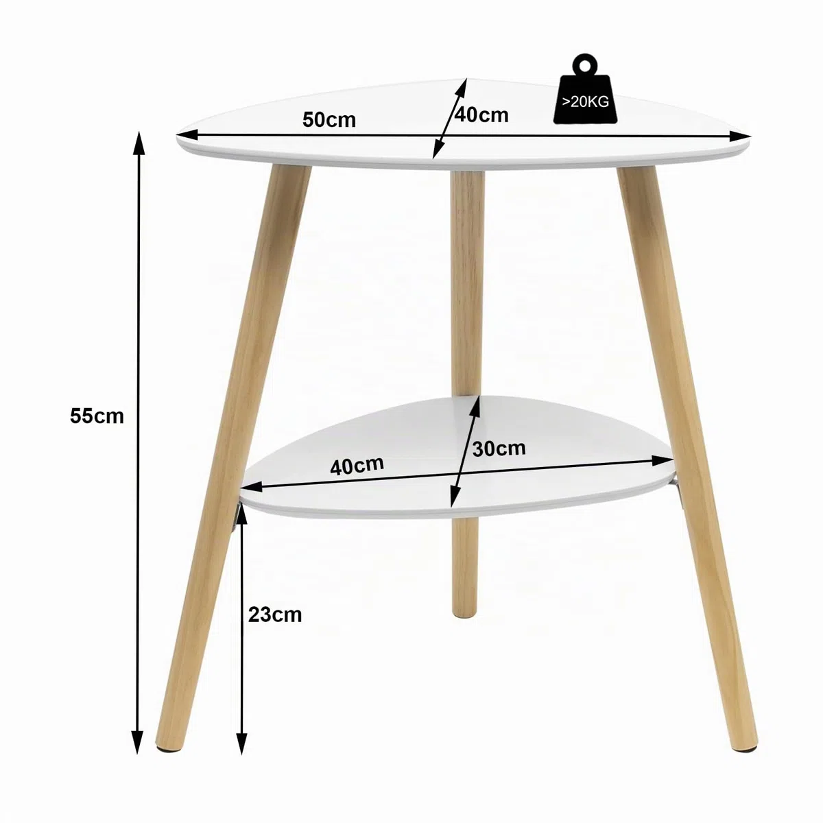 EUGAD Tavolino da caffè in Legno con Due Ripiani Stile Moderno Tavolino Basso da Sala Bianco