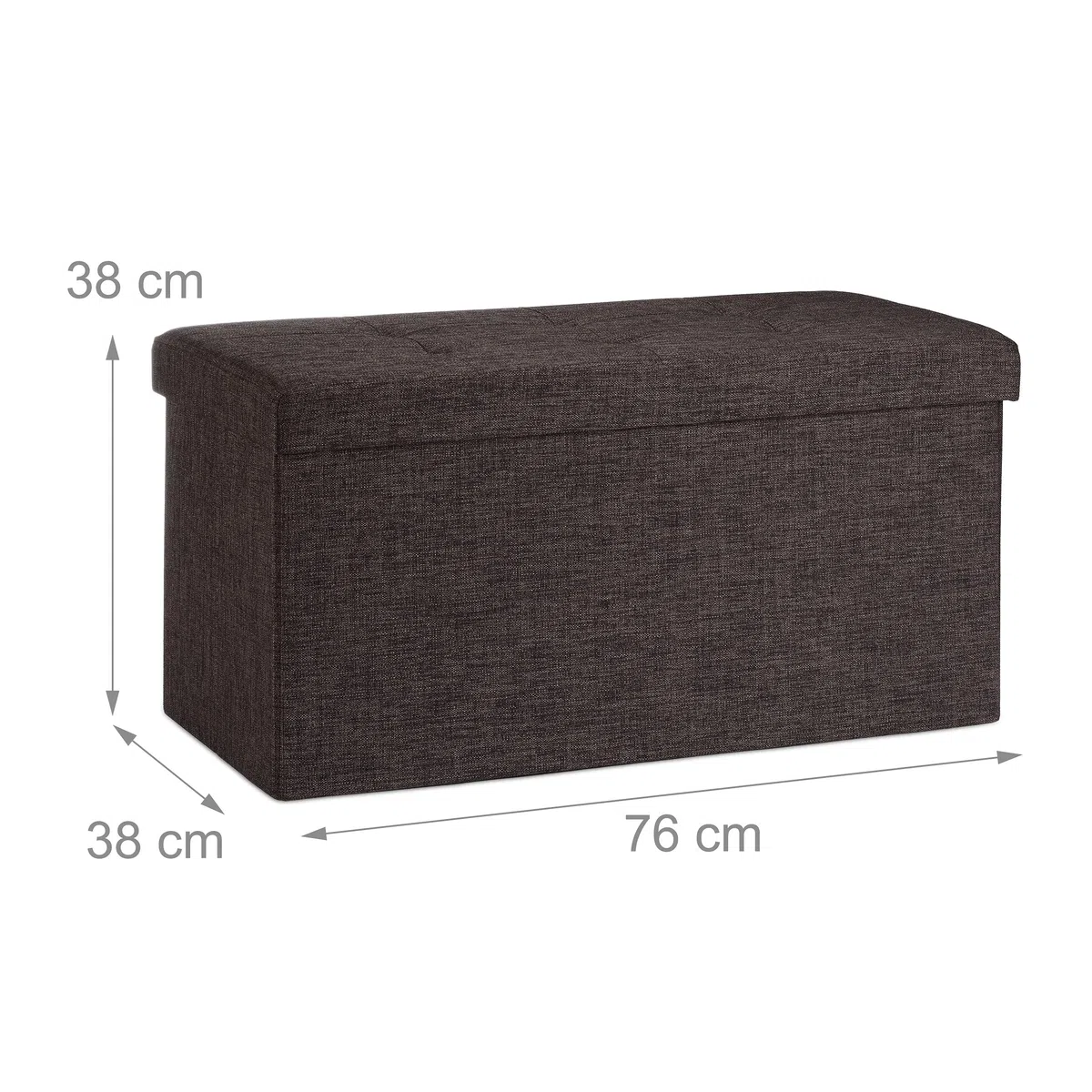 Relaxdays Pouf con Contenitore XL, Cassapanca con Coperchio, Panca Pieghevole, Sgabello Poggiapiedi, 36x76x38 cm,Marrone