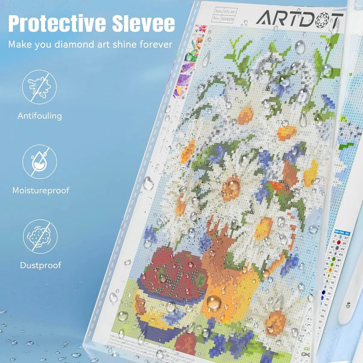 ARTDOT A2 Diamond Painting Archivio con Manico, Diamond Painting Accessori, Diamond Painting Cartella per Conservare Pittura Diamante, 30 Tasche 60 Pagine