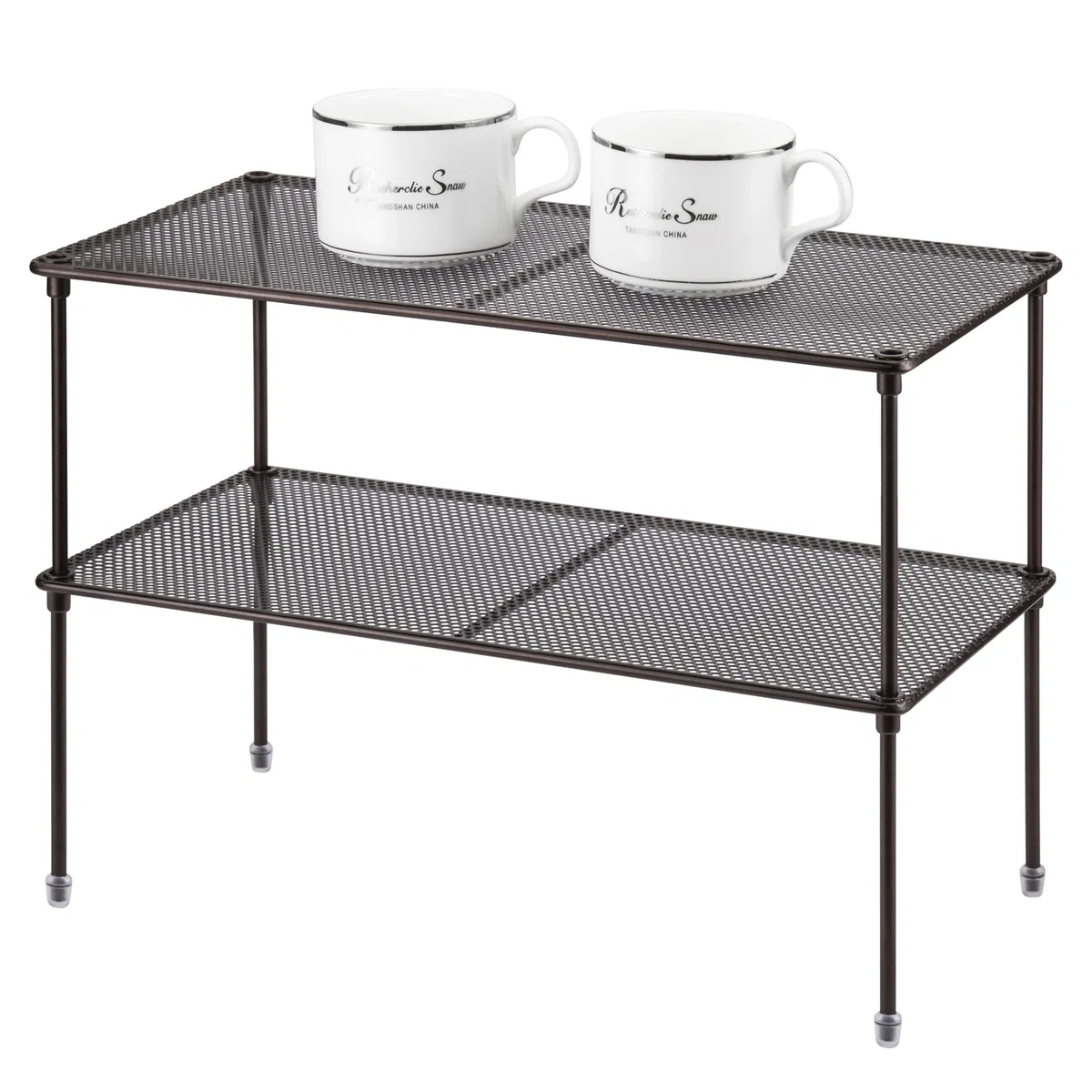 Lonian Confezione da 2 organizer per armadietti da cucina, espandibili e impilabili, per bagno, cucina, lavanderia (marrone)