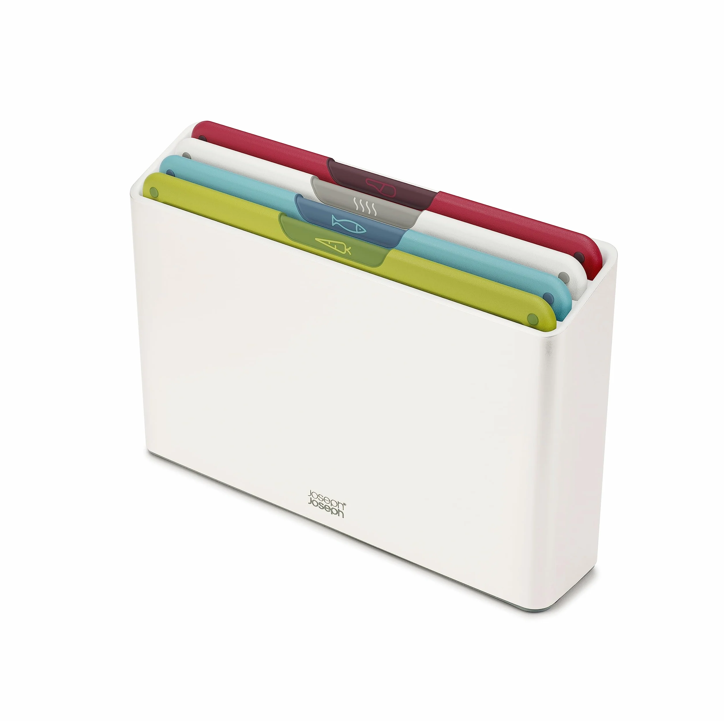 Joseph Joseph Folio Icon, Set di 4 Taglieri da Cucina Antiscivolo con Custodia - Medio, Bianco