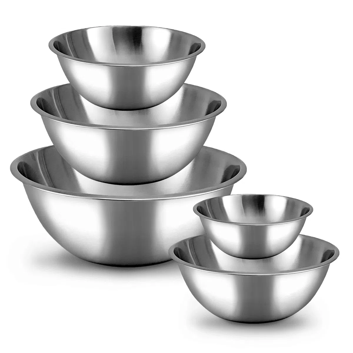 WHYSKO Set di ciotole per la preparazione dei pasti, in acciaio inox, per casa, frigorifero e cucina, ecologiche, riutilizzabili, resistenti (argento)