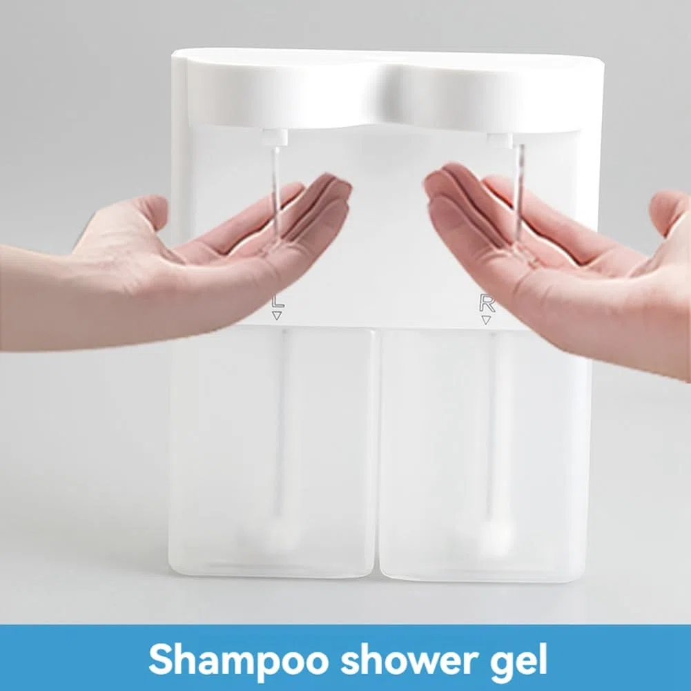 Booso 300ml Dispenser Sapone Automatico A Doppia Sonda con Sensore, Ricarica USB, 3 Livelli Regolabili da Parete per Bagno, Erogazione di Liquido + Liquido