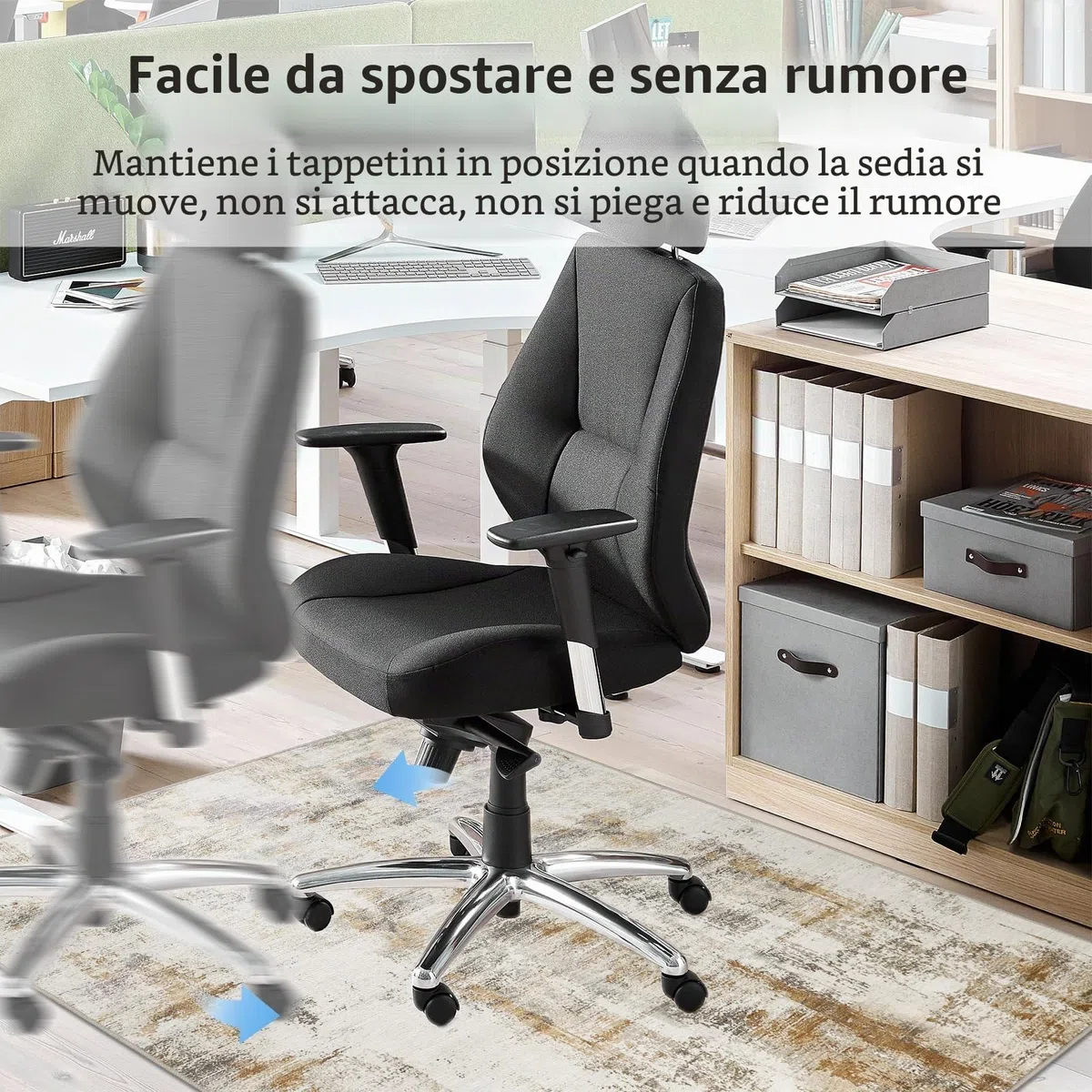 Famibay Tappeto Sedia Ufficio 90 x 120 cm Tappeto Salvapavimento Antiscivolo Tappeto per Sedia con Ruote Gaming Beige Marrone per Pavimenti Duri Parquet Piastrelle