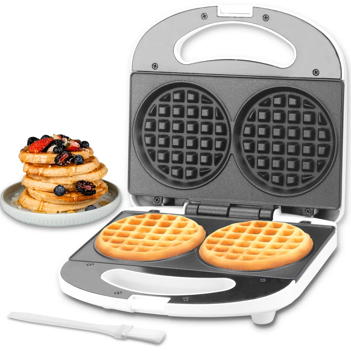 SugarWhisk Mini Ferro per Waffle per Bambini, Doppio Ferro per Waffle, Piccolo Ferro per Waffle con Rivestimento Antiaderente, Mini Waffle Maker, per Feste di Famiglia, Compleanni dei Bambini, Pasqua