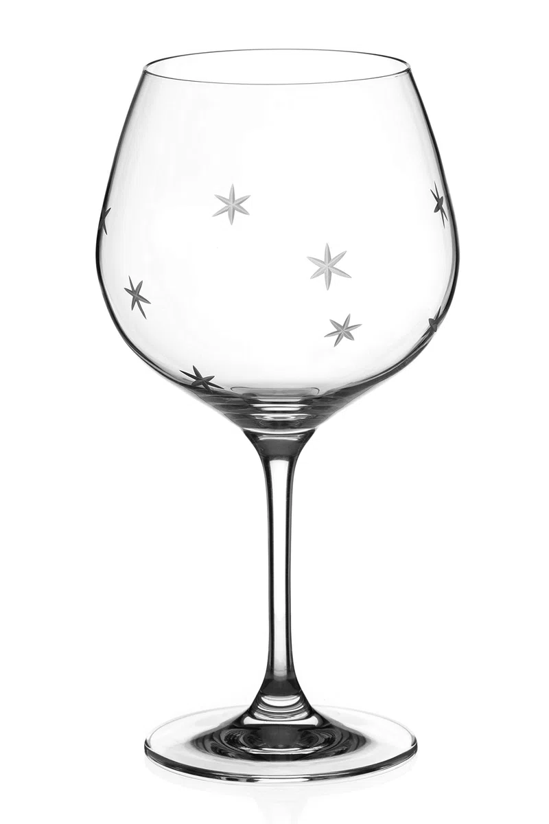 DIAMANTE - Bicchiere da gin "Northern Star" singolo - Palloncino in cristallo con motivo stelle incise a mano
