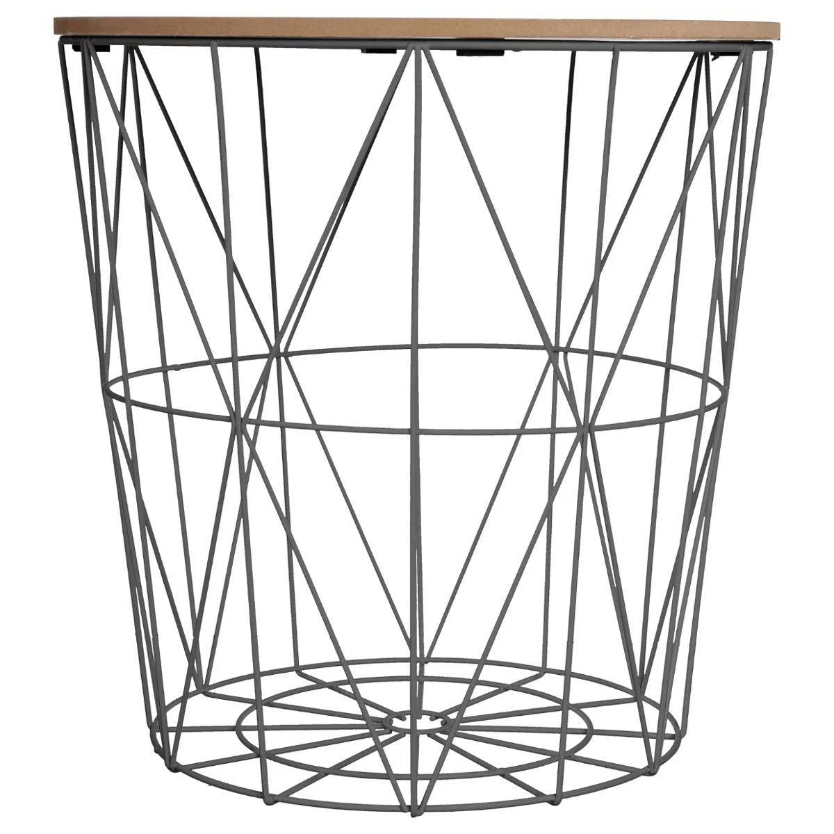 Atmosphera - Tavolino laterale Kumi Basket - Nero ed effetto legno, P. 40 x H 41 cm, con vano contenitore integrato - Per soggiorno, camera da letto, tavolino d'appoggio