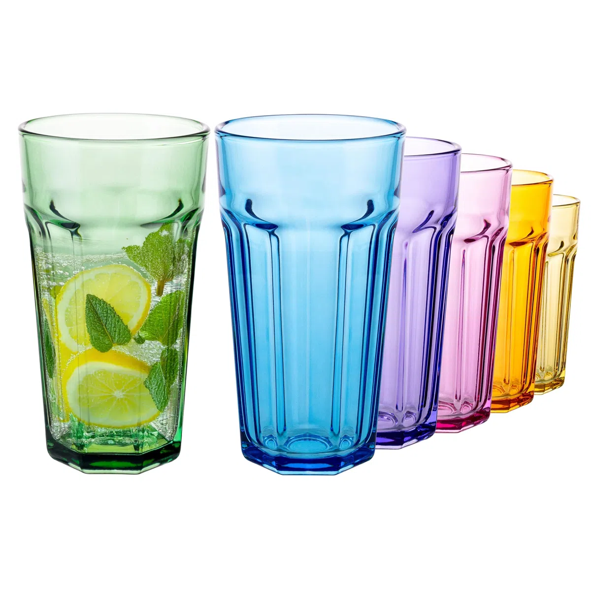 TREND FOR HOME Bicchieri da cocktail grandi Cuba Libre, 630 ml, Set di 6, Acqua Set XXL Tumblers Retro Design, Collezione GIGI, Lavare a mano