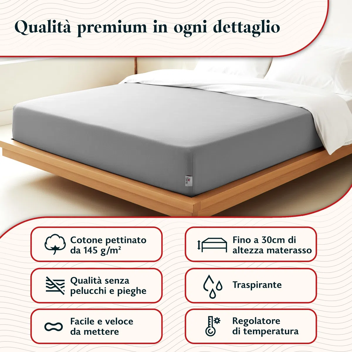 DarBene – Lenzuolo con angoli matrimoniale cotone Premium – Cotone pettinato di alta qualità OEKOTEX-certified – Lenzuolo con angoli singolo – 180x200x30 cm, 1 pezzo, Azzurro chiaro