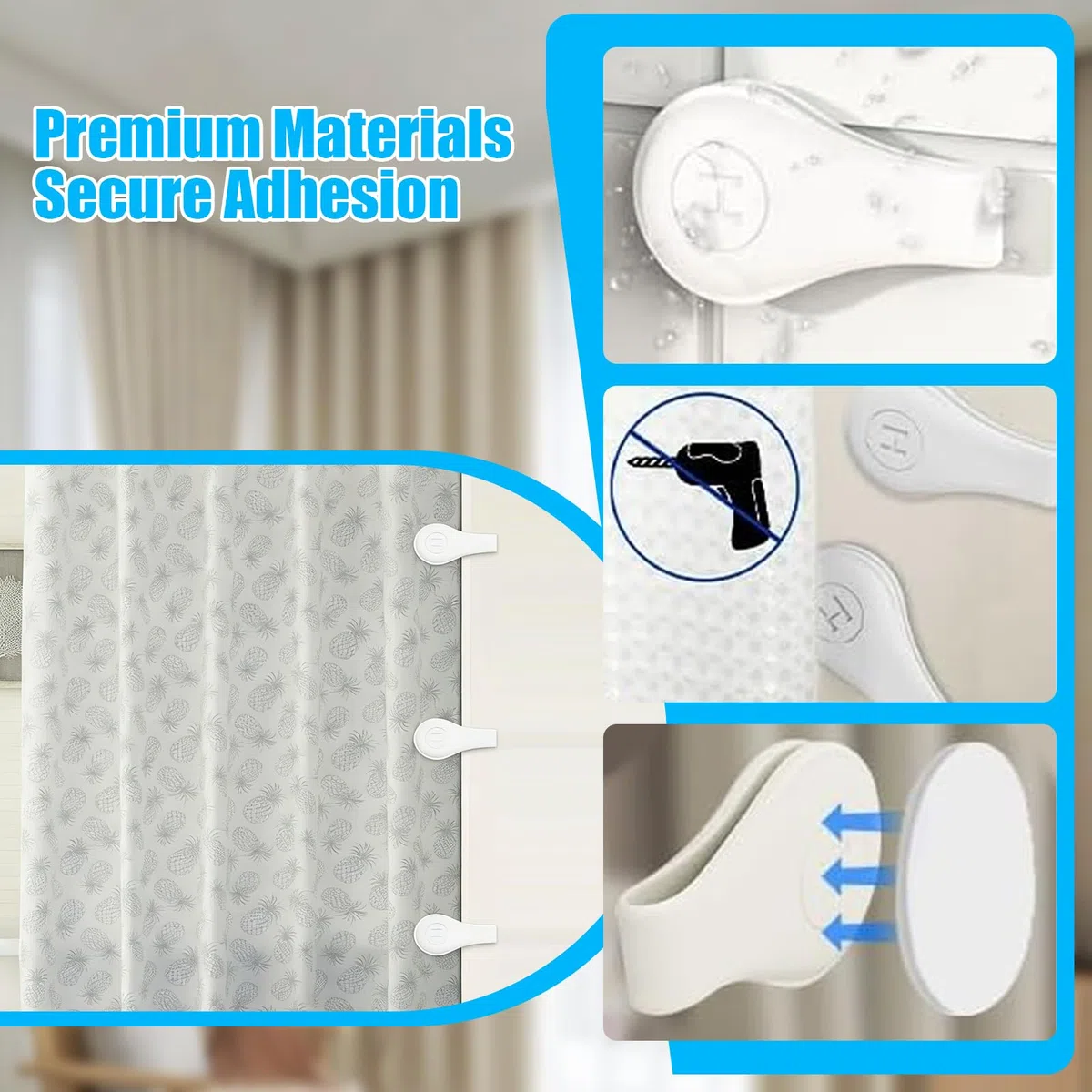 Clip Magnetiche in Silicone per Tenda da Doccia, Confezione da 8 Bianchi, Dispositivo Anti-Schizzi Potente per Vasca e Doccia, Facile da Installare, Versatile Come Segnalibro o Organizzatore