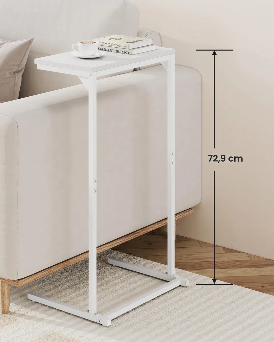 TUTOTAK Tavolino a Forma di C, Tavolo Piccolo da Finestra, Tavolo da Divano/Salotto Alto 73 cm, per Soggiorno, Camera da Letto, Bianco TB01BW071EU