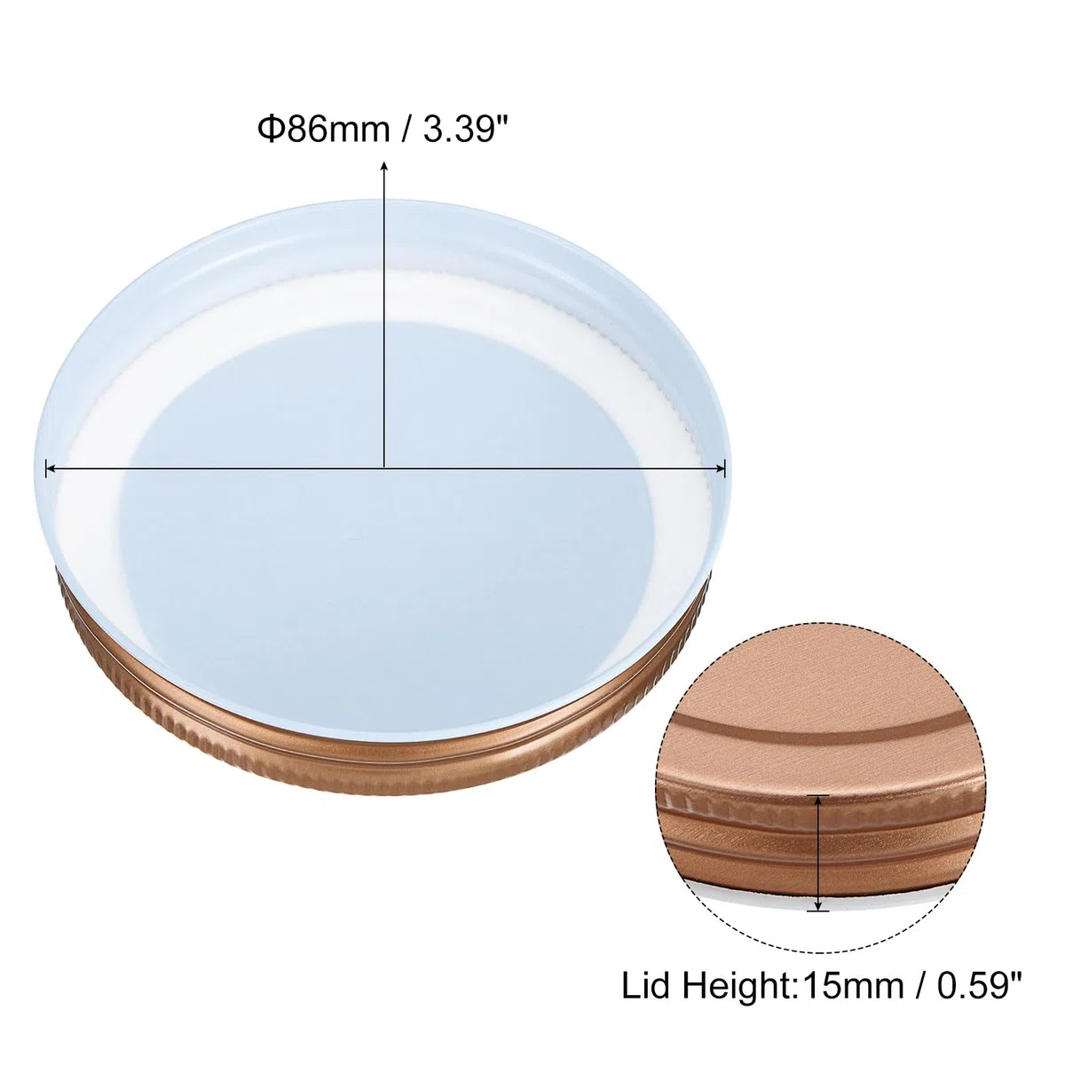 QUARKZMAN 45pz Coperchi per Barattoli Mason Jar, 86mm/3,39" Tappi in Lamiera Stagnata Bocca Regolare Antigoccia per Conservare Alimenti in Cucina, Oro Rosa