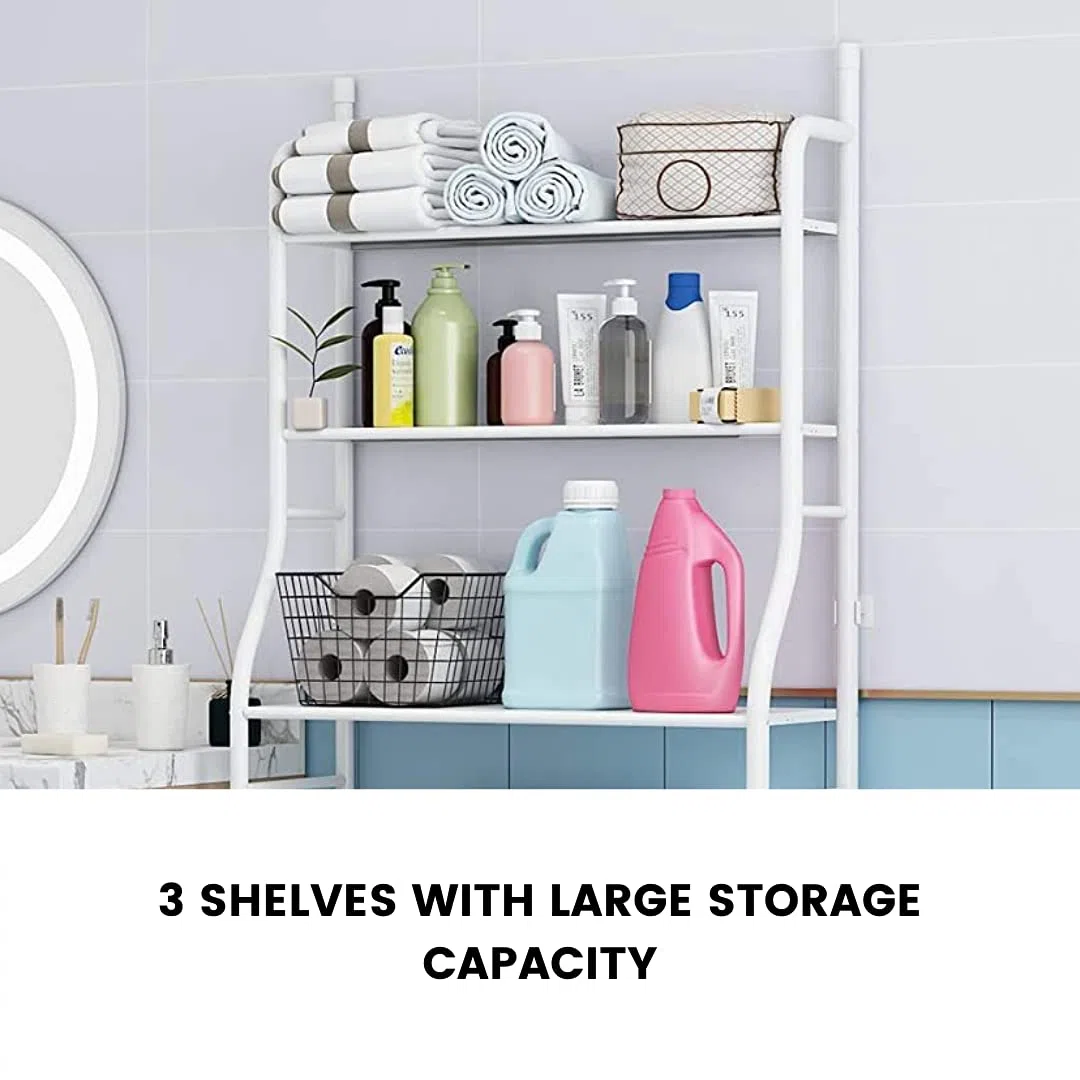 MAGIC SELECT Scaffale sopra lavatrice | Mensola da Bagno e Lavanderia Salvaspazio con 3 ripiani | Scaffale Organizer Impermeabile | Regolabili in altezza