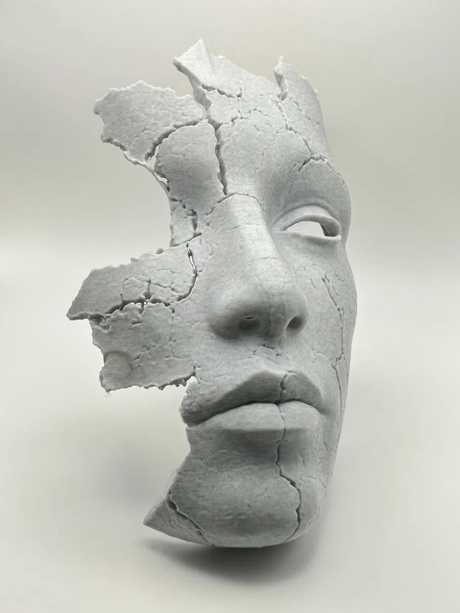 Nex-Home Maschera Decorativa da Parete - Moderna Scultura Artistica 3D Decorazione Wall Art Contemporanea per Casa, Studio, Ufficio e Gaming Foro per Portalampada E14 Design Moderno (Marmo - Grezzo)