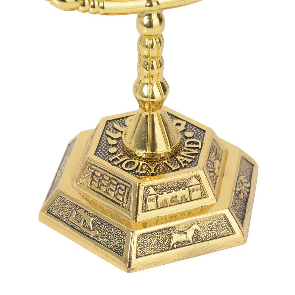 BRTAGG Menorah Candeliere ebraico, 12 tribù d'Israele, 7 rami, altezza 13 cm, oro