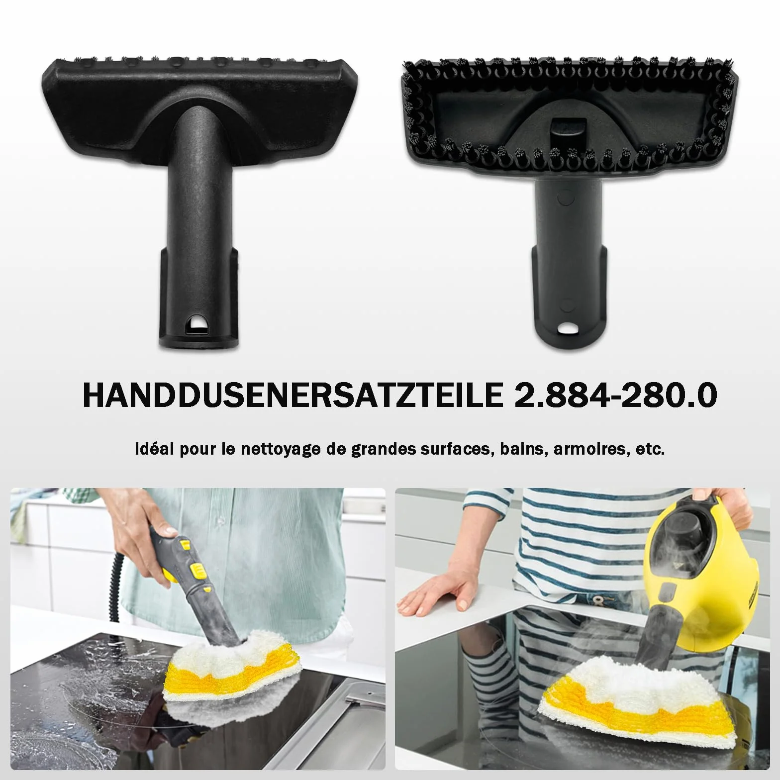 Magicbox Set di 14 accessori per pulitore a vapore Kärcher SC1-SC5 | spazzole rotonde, panni in microfibra, spazzola per fughe, ugello manuale | ABS e nylon