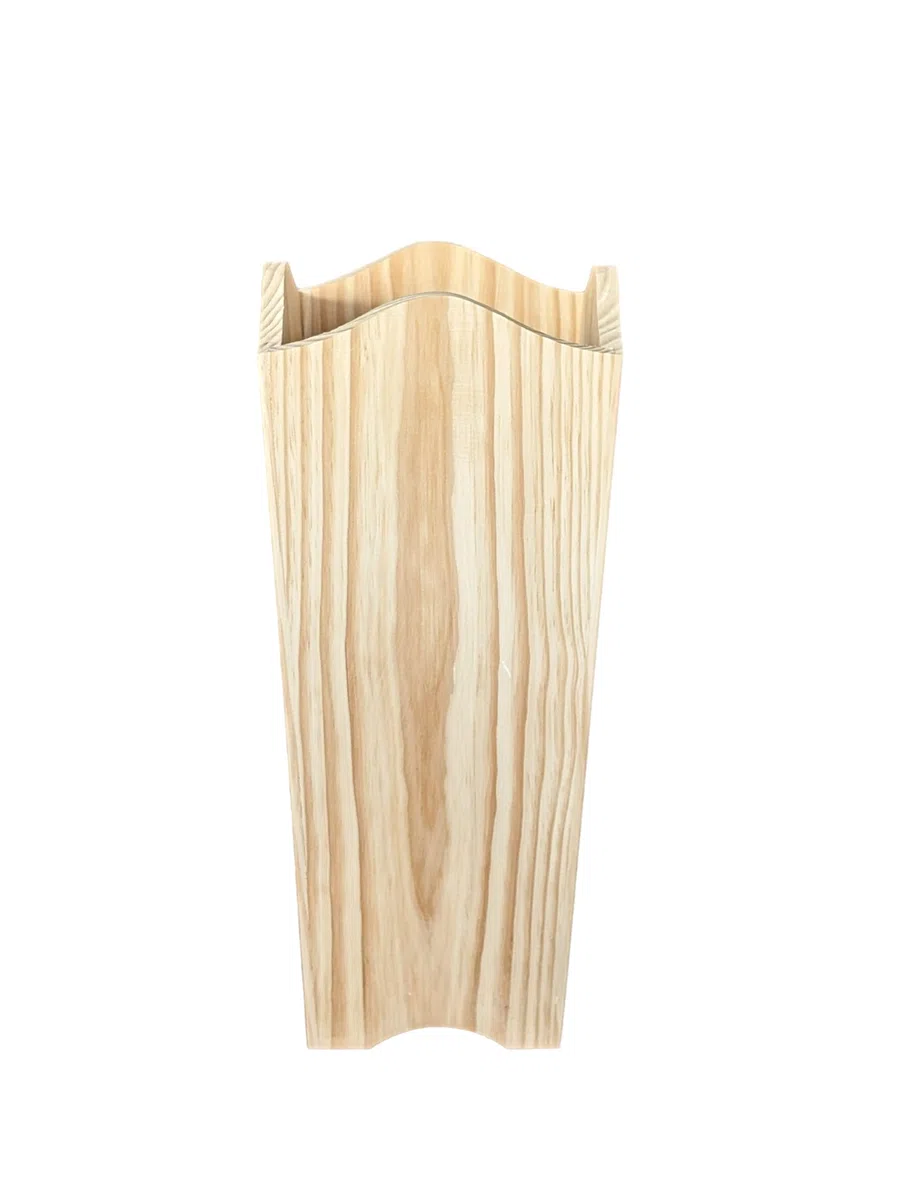 greca Portaombrelli con onde in legno di pino massello, in grezzo, per dipingere, misure (larghezza*profondità*altezza): 22 x 22 x 58 cm.