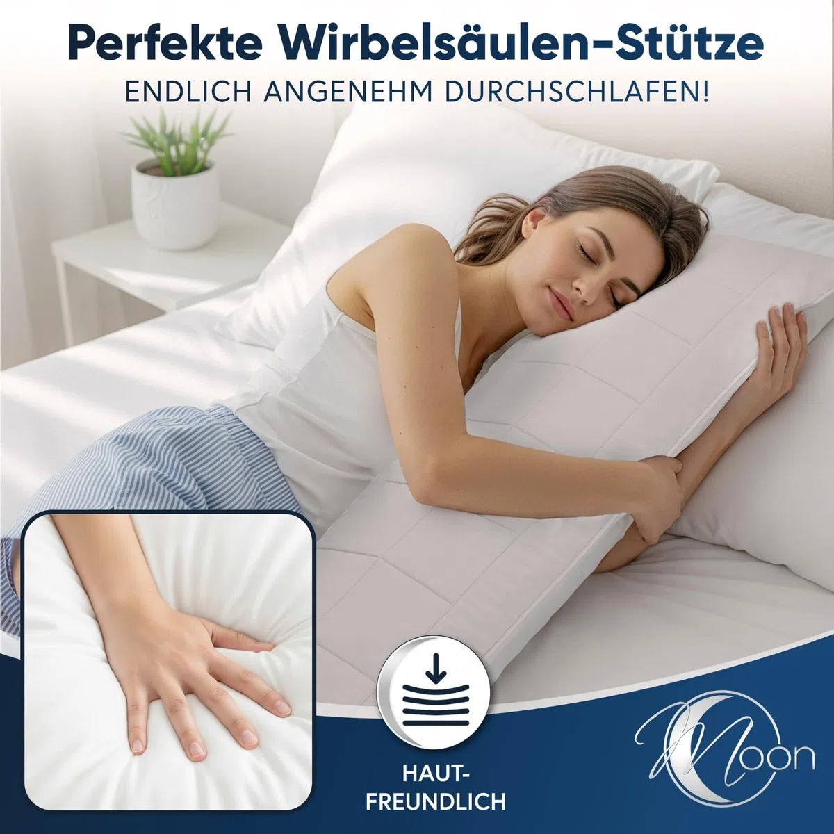 Moon Classic 564380 - Cuscino per dormire, 40 x 200 cm, 100% poliestere