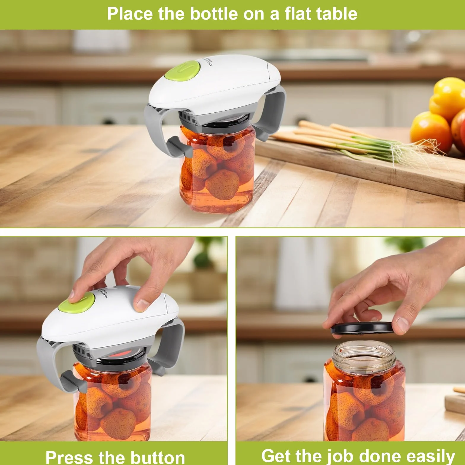 Apriscatole Elettrico – Apri barattoli Automatico Senza Sforzo, Perfetto per Casa, Accessorio Cucina per Tutti, Alimentato a Batteria (Bianco)