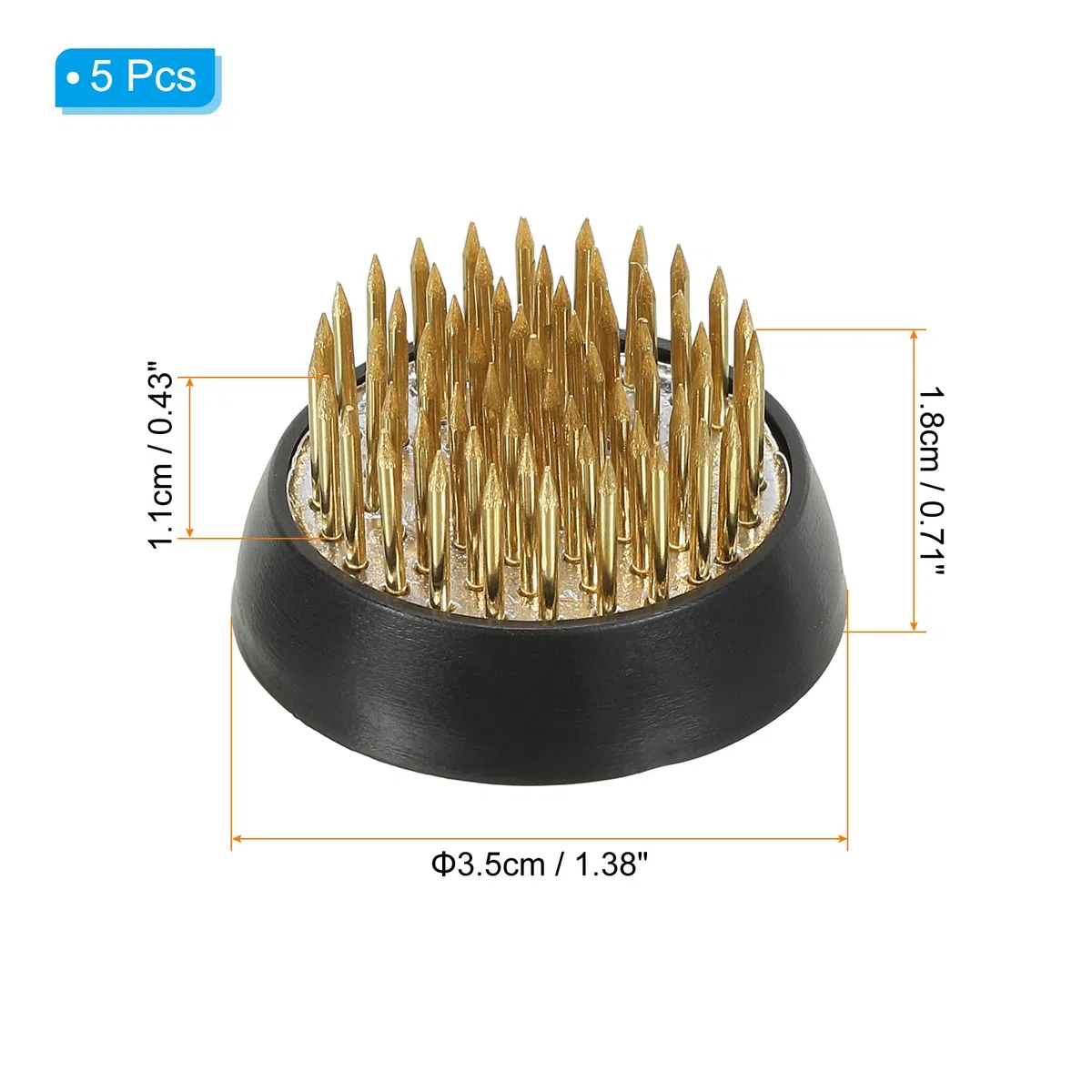 PATIKIL 1,4" Rane Fiori Ikebana Kenzan 5pz Fiori Composizione Strumento Ottone Floreale Rana Spilli Contenitore per Vaso Fiore Composizione Tonalità Oro