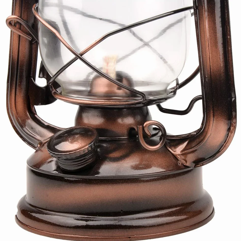 Lanterna vintage da 30 cm, lampada a olio, classica a cherosene, da tavolo per casa, giardino, campeggio, citronella, bronzo