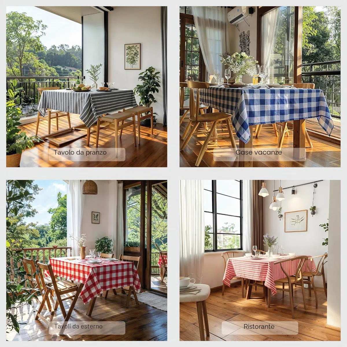 Encasa XO Tovaglia Rettangolare in Cotone | (140x240 cm) | Controlli rossi di Buffalo | Tovaglia Decorativa