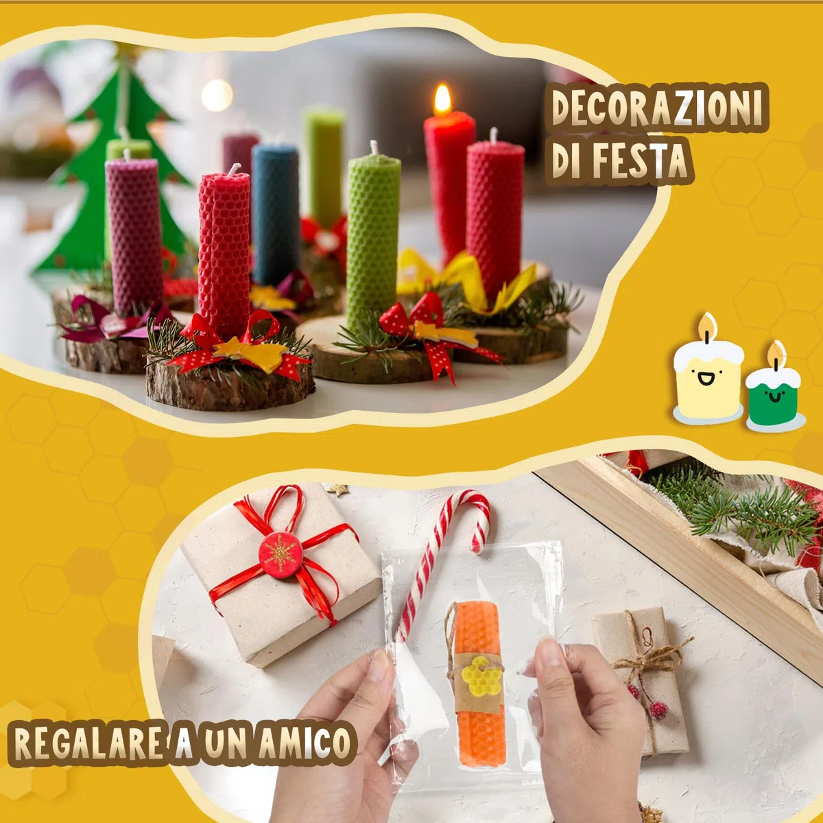 BuzzoXerex Fogli di Cera D'api, 24 Pezzi Lastre di Cera per Candele (20x 20cm), Kit Candele Fai Da Te con 6 Stampi, Kit per la Creazione di Candele in Cera D'api per Adulti e Bambini (Colorato-24-2)