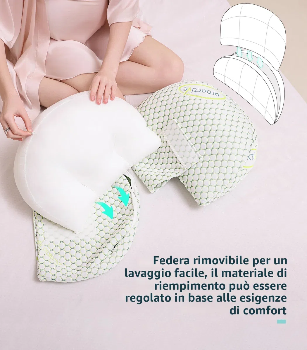 Oternal Cuscino per gravidanza per donne incinte, morbido cuscino per gravidanza, supporto per schiena, fianchi, gambe, cuscino premaman con federa rimovibile e regolabile